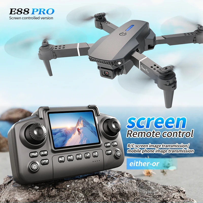 Rc Helicopter Electric - Drone E88 PRO Profesional dengan Layar